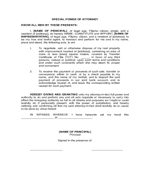 Special Power of Attorney