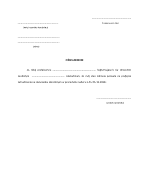 Medical Fitness for Employment Declaration