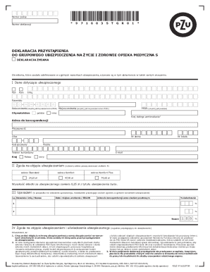 Polish Health and Life Insurance Declaration