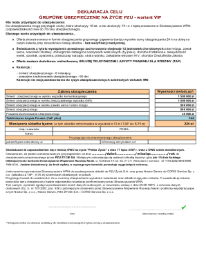 Group Life Insurance Declaration PZU