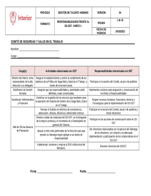 Colombia Safety and Health Responsibilities Form