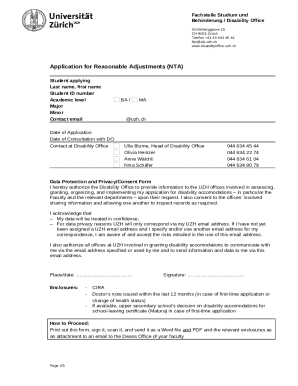 Application for Reasonable Adjustments