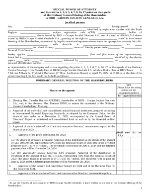 Special Power of Attorney for Shareholder Voting
