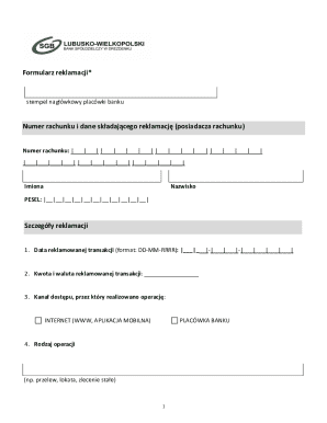 Bank Complaint Form