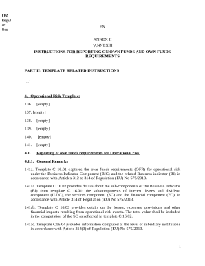 EU Operational Risk Reporting Template