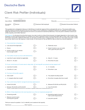 Deutsche Bank Client Risk Profiler