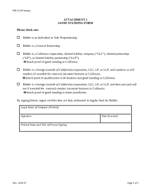 California Good Standing Form