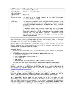 AANZ Subscription Agreement