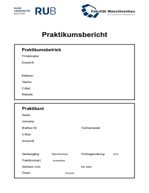 Praktikumsbericht Form
