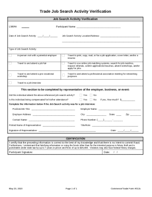 Job Search Activity Verification Form
