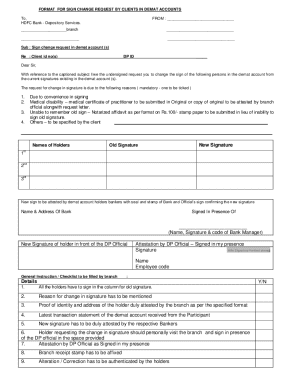 Sign Change Request for Demat Account