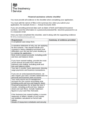 Financial Assistance Scheme Checklist