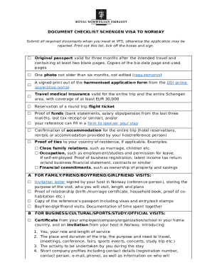 Schengen Visa to Norway Checklist