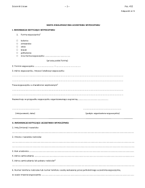 Karta Kwalifikacyjna Uczestnika Wypoczynku