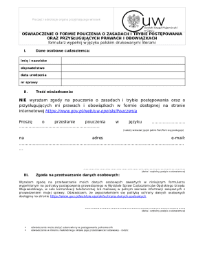 Oświadczenie o Formie Pouczenia