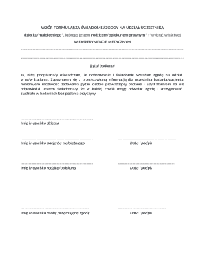 Consent Form for Child Participation in Medical Experiment