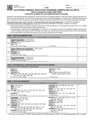 California General Education Transfer Curriculum Form