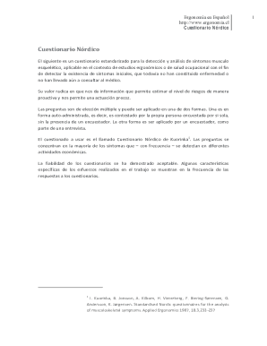 Nordic Questionnaire for Musculoskeletal Symptoms