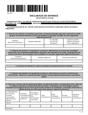 Romania Financial Director Interest Declaration