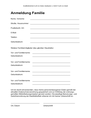 Family Library Registration Form