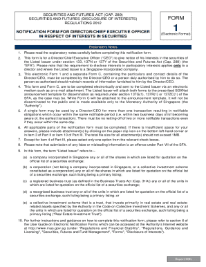 Singapore Securities and Futures Disclosure Form
