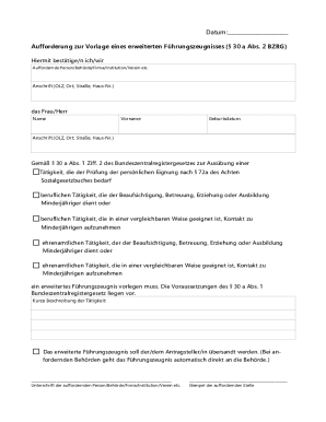 German Extended Criminal Record Request Form