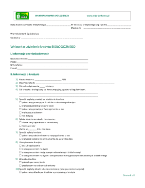 Warminski Bank Ecological Loan Application