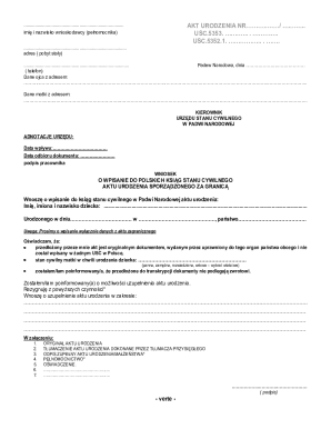 Polish Birth Certificate Registration Form