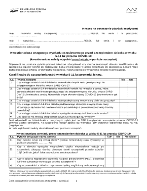 Poland COVID-19 Vaccination Screening Form for Children