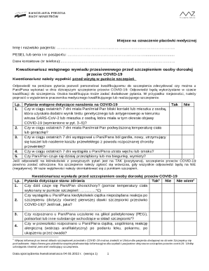 COVID-19 Vaccination Screening Questionnaire