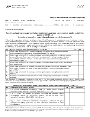 COVID-19 Vaccination Screening Form
