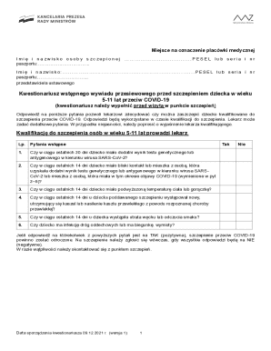 COVID-19 Vaccination Screening Questionnaire for Children