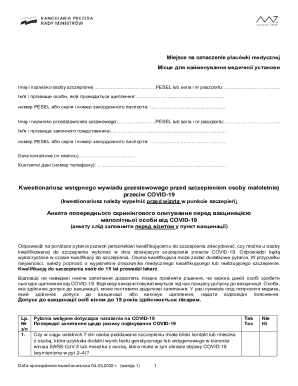 Polish COVID-19 Vaccination Screening Form