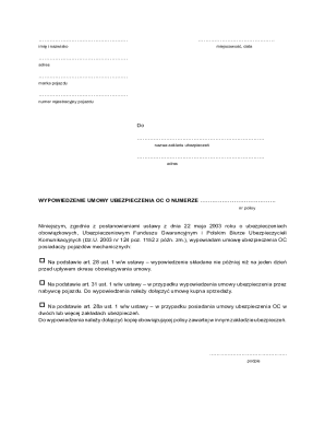 Poland OC Insurance Cancellation Form