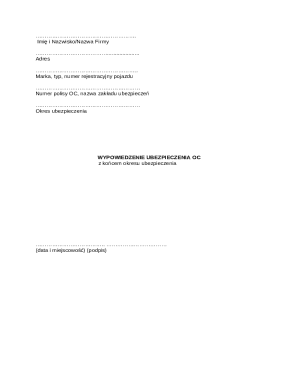 Wypowiedzenie Ubezpieczenia OC