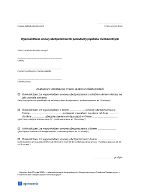 Polish Car Insurance Cancellation Form