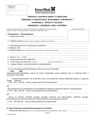 Application for Contract Performance Guarantee