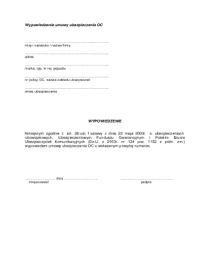 Insurance Cancellation Form