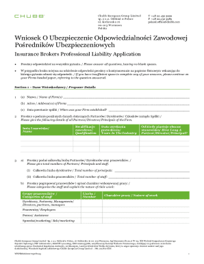 Insurance Brokers Professional Liability Application