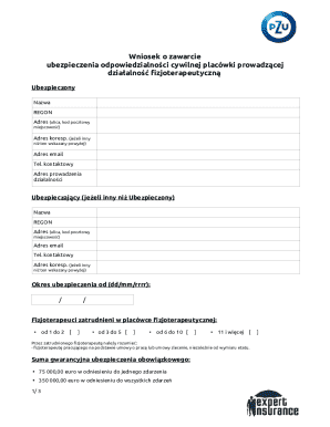 Poland Physiotherapy Facility Liability Insurance Application