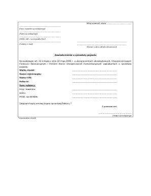 Vehicle Sale Notification Form