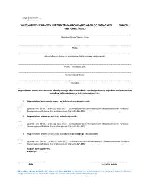 Polish Car Insurance Cancellation Form