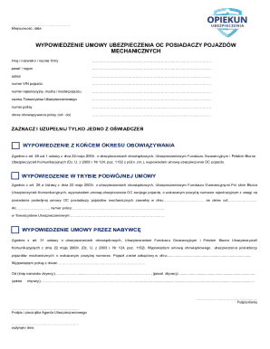 Polish Vehicle Insurance Cancellation Form