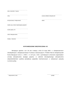 Polish Car Insurance Cancellation Form