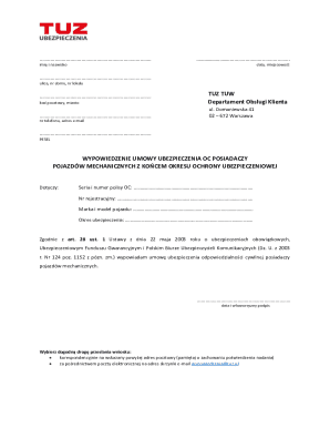 Polish Car Insurance Cancellation Form