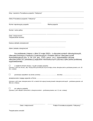 Polish Vehicle Insurance Cancellation Form