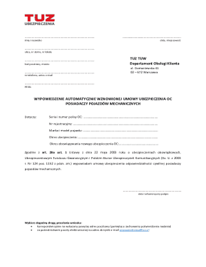 Polish Car Insurance Cancellation Form