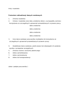 Employee Personal Data Update Form