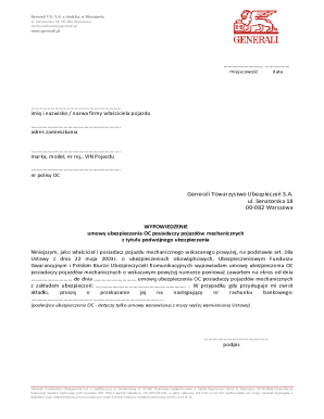 Generali Insurance Cancellation Form