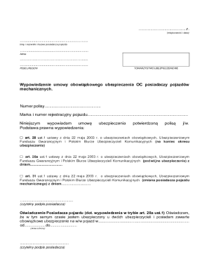 Poland Vehicle Insurance Cancellation Form